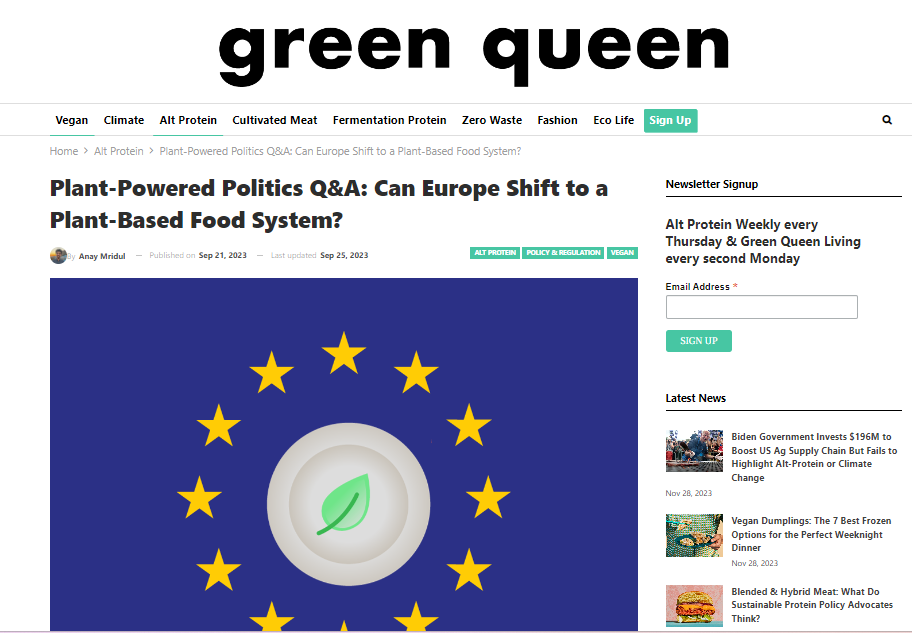 Plant-Powered Politics Q&A: Can Europe Shift to a Plant-Based Food System?